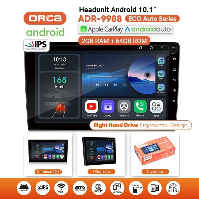 Head Unit TV Android 10 inch ORCA ADR-9988 ECO RHD
