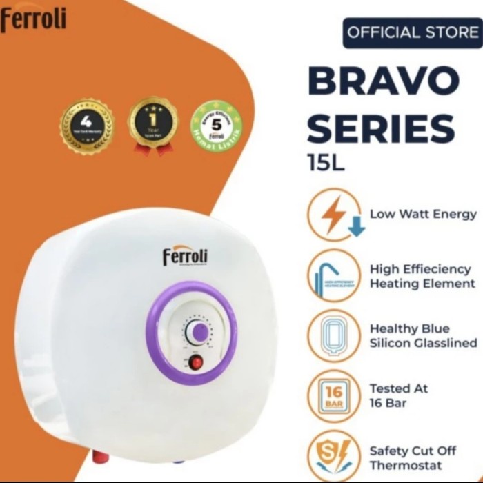 Water Heater Listrik Ferolli Bravo 15 liter/Water Heater Listrik