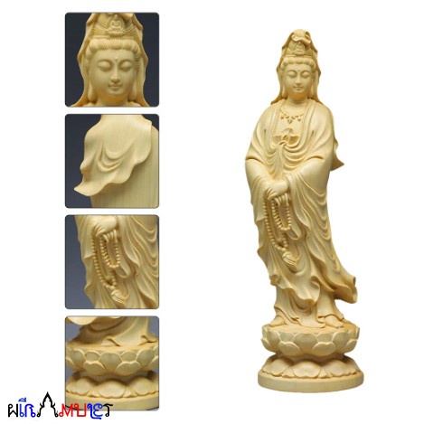 Patung Kayu Dewi Kwan Im / Avalokitesvara Bodhisatva