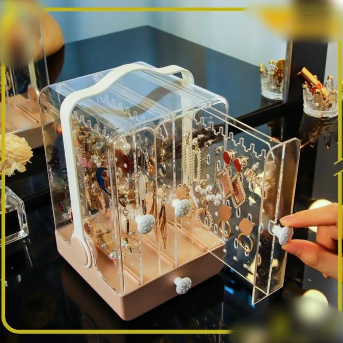 Rak Perhiasan Anti Debu Rak Anting Aksesoris Wanita Acrylic T