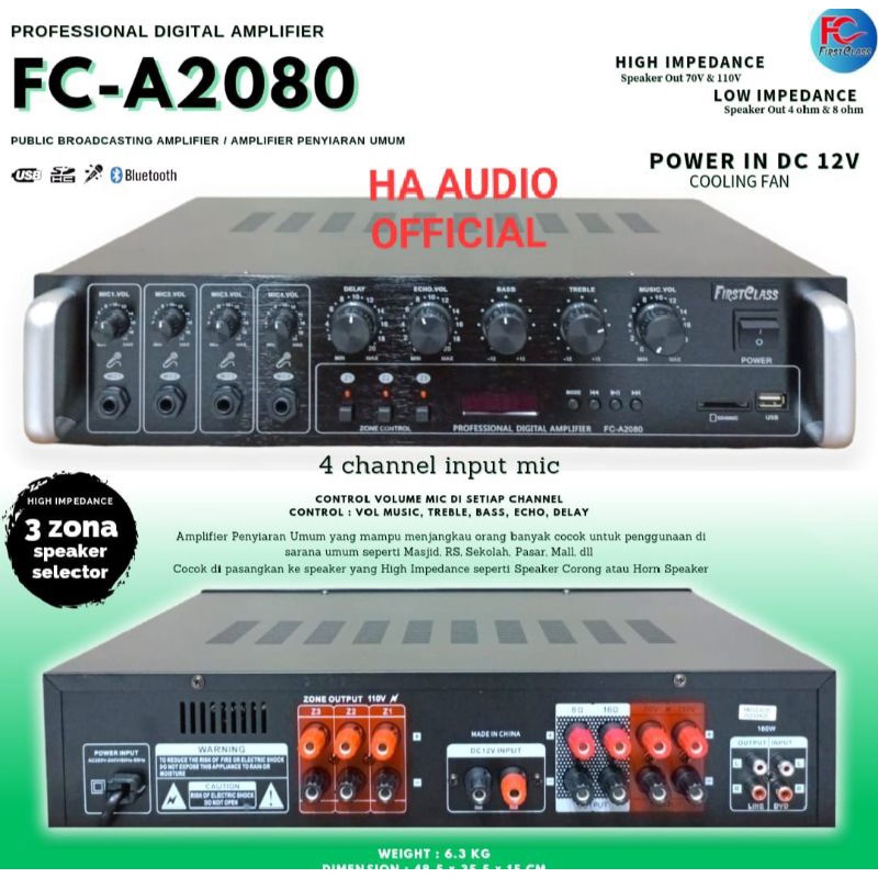 Ampli Firstclass FC A2080 Original Firstclass