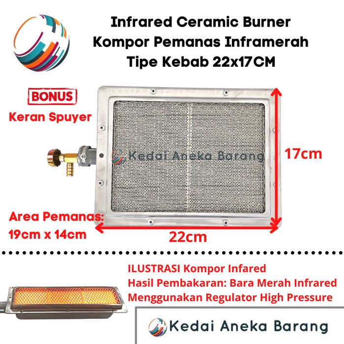 Kompor Stove Keramik Ceramic Infrared Gas LPG Burner Kebab BBQ Grill