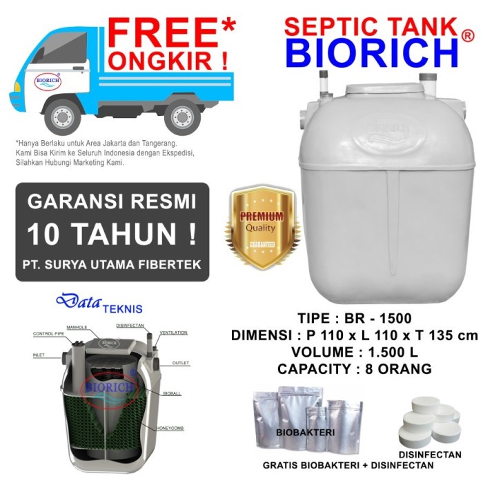 Promo Septictank Bio, Septic Tank Biotech Biotank Spiteng Bio 1500 Liter