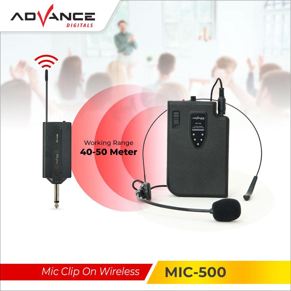 original Clip on Advance Mic 500 Mic Bando Wireless Mic Clip On / Mikrofon Eksternal Bergaransi 1 Ta