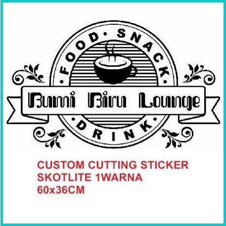 

Custom Cutting Sticker BUMI BIRU LOUNGE 60x36cm skotlite 1warna GOLD