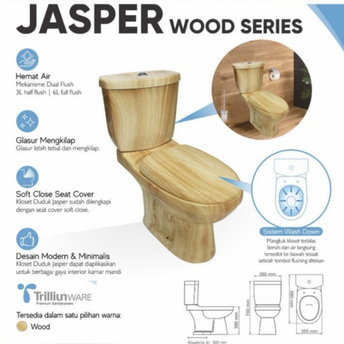 Asli Kloset Duduk Trilliun Ware Jasper Wood (Motif Kayu) Harga Spesial