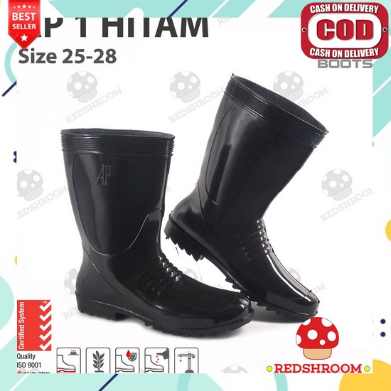Sepatu Ap Boot Karet Safety Ujung Besi Steel Toe Safety Shoes Rubber Legion Anti Hujan Anti Banjir S