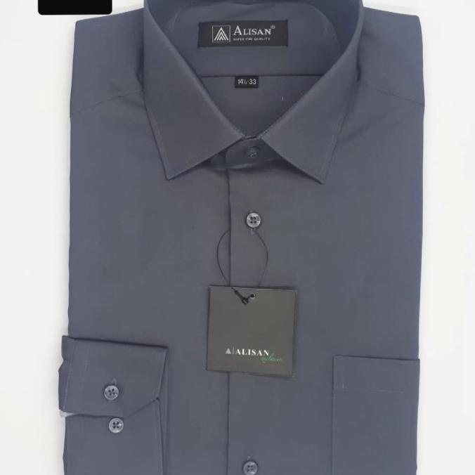 Alisan Original Slimfit Kemeja Pria Lengan Panjang Abu 6 (Abu Tua)
