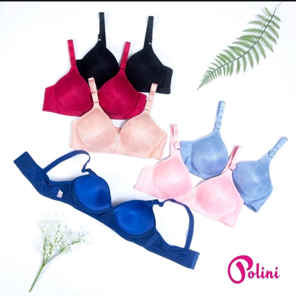 Promo paket isi 3 dan 6 pcs - Bra Wanita Polini Tanpa Kawat kait 3 Bh Jumbo Ukuran 38 40 42 44 POLIN
