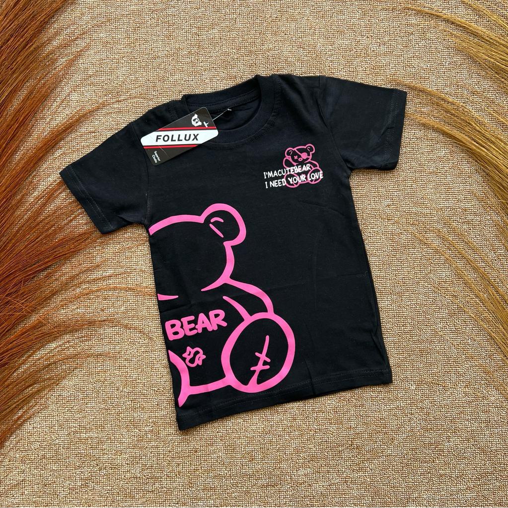 Kaos Anak perempuan Karakter Bear Hitam Terlucu Usia 1-10 thn Bahan Katun Combed 30s