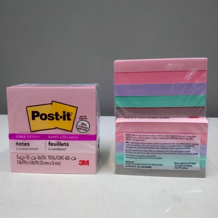 

TERLARIS - POST IT SUPER STICKY NOTES 654-5SSNRP SUPER COLLANTS 3INCH X 3 INCH