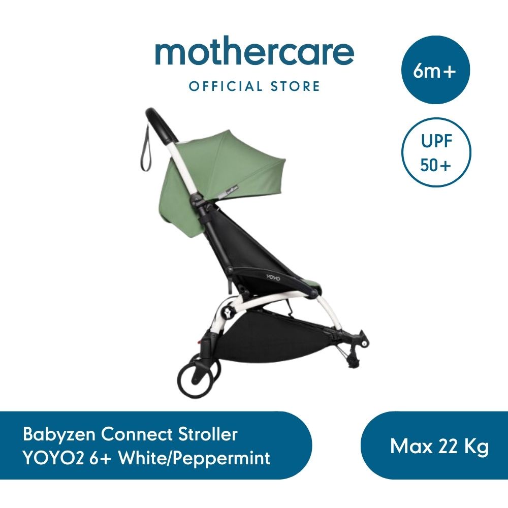 Stokke Complete Connect Babyzen YOYO² Stroller 6+ White/Peppermint - Stroller Sambungan (Putih/Hijau