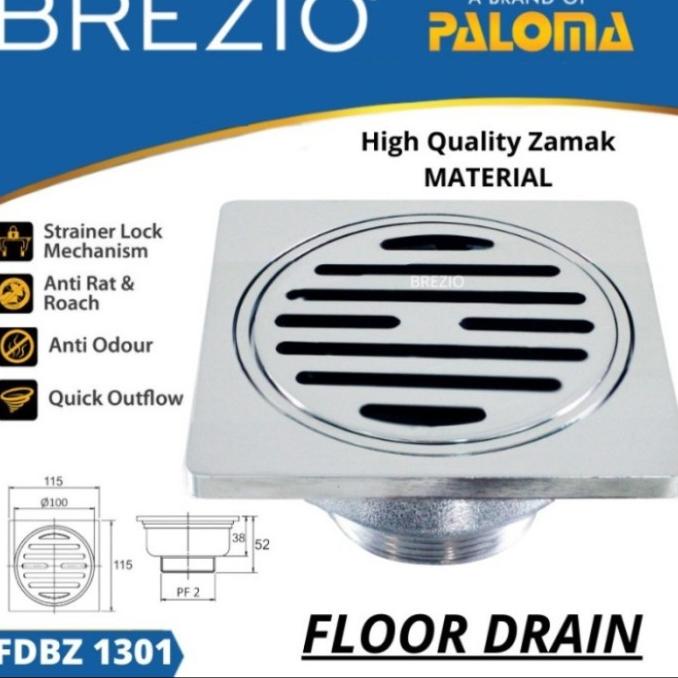 BREZIO FDBZ 1301 FLOOR DRAIN LUBANG SARINGAN WC KAMAR MANDI CHROME