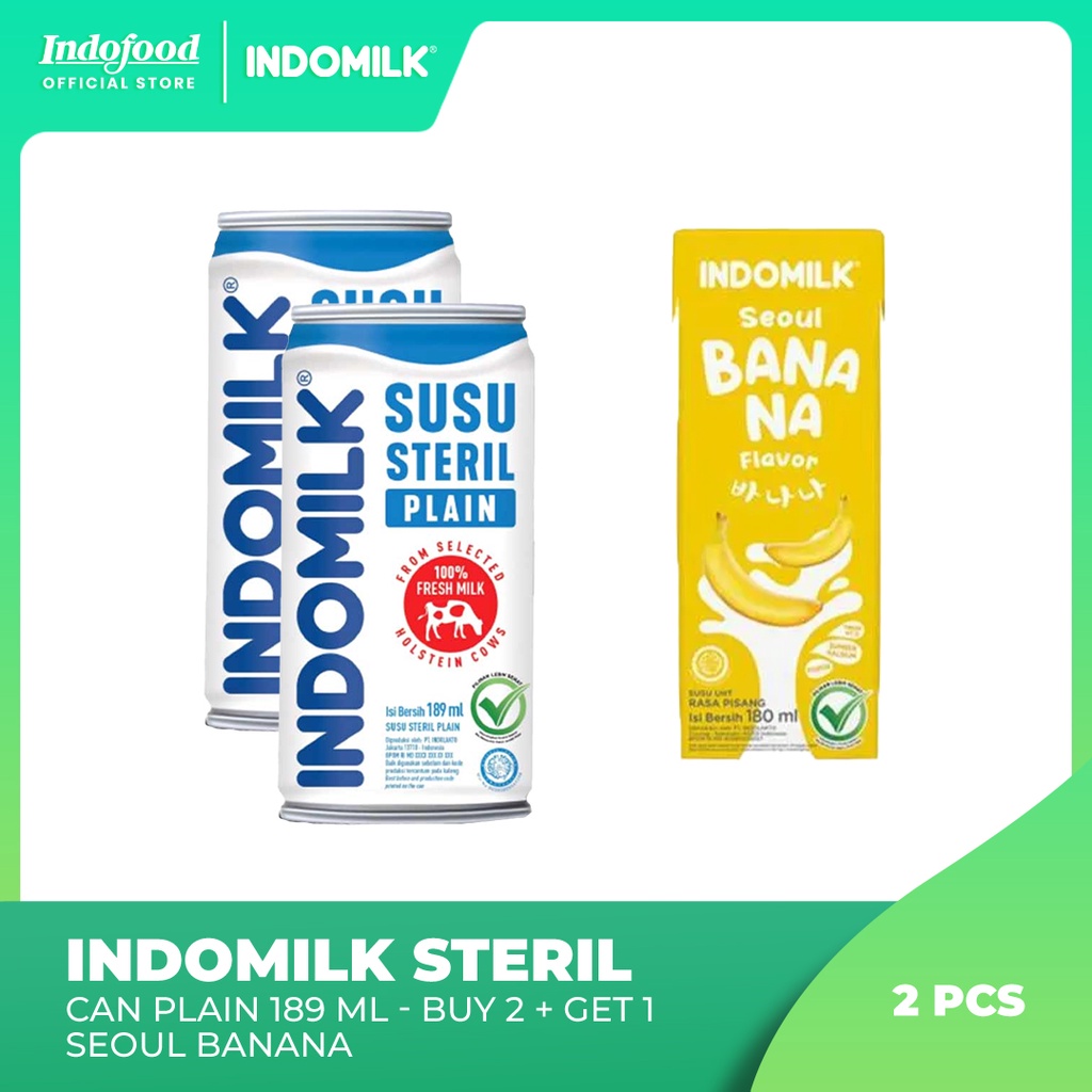 

Bundling 2 Indomilk Steril Can Plain + 1 pcs Indomilk Seoul Banana