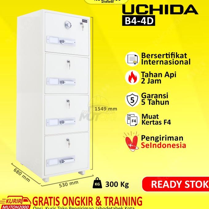 

Uchida B4-4D Filling Cabinet 4 Laci Tahan Api Garansi 5 Tahun Terbaik