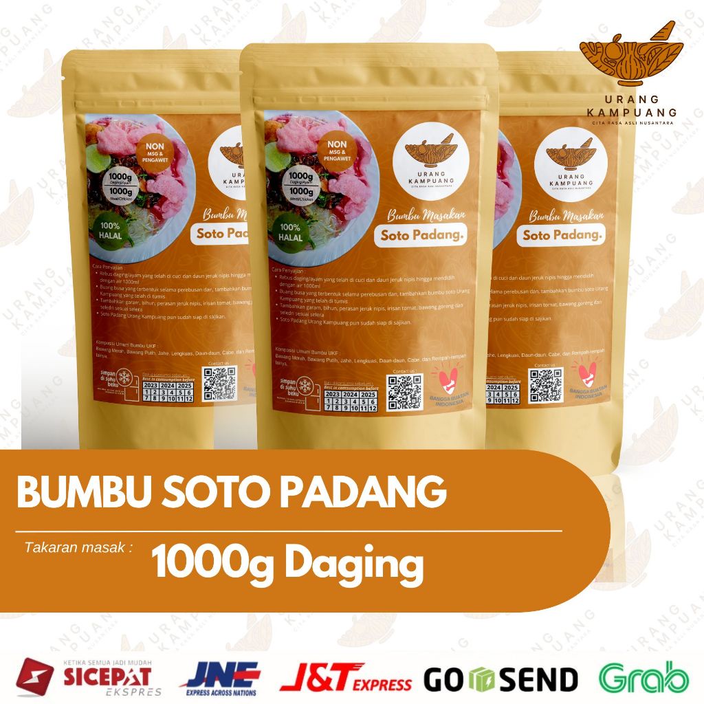 

Bumbu Soto Padang 1 Kg Daging Non MSG dan Penagawet Urang Kampuang Food