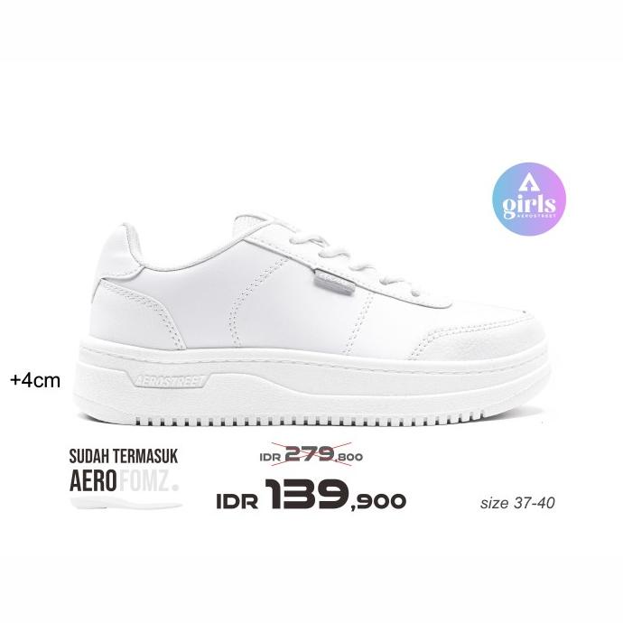 Aerostreet 37-40 Leona Putih Putih - Sepatu Sneakers Wanita