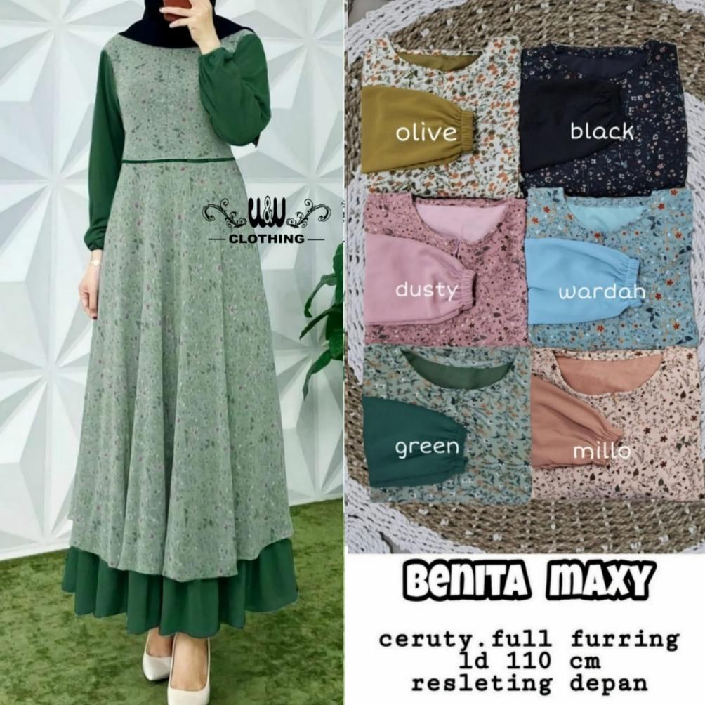 Flash Sale Benita Maxy Dress Cerut Baby Doll Jumbo Ld 130Cm Ld 110Cm Dan Ld 90Cm Gamis Polos Motif B