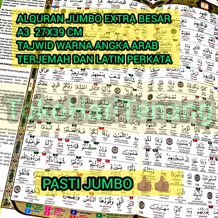 [COD] Alquran Besar A3 Lansia Jumbo Tajwid Warna Terjemah Latin Perkata Terbaru