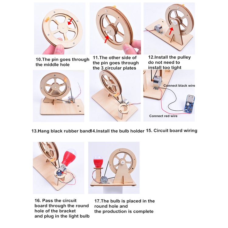 Mainan Generator Kayu/Mainan Generator Bohlam Diy/Wooden Bulb Generator Assembled Toys/Mainan