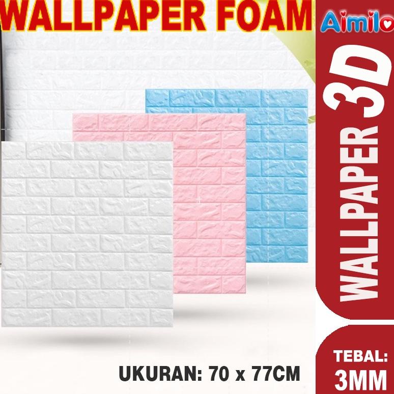 Aimilo Wallpaper Dinding 3D Foam Sticker Wallpaper Dinding 3D 77 x 70 cm Stiker Model Bata Dekorasi 