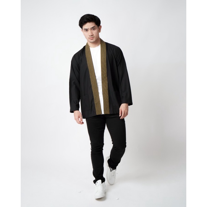 D'GAWAN KIMONO OUTER LURIK PRIA SURJAN SERIES - BLACK