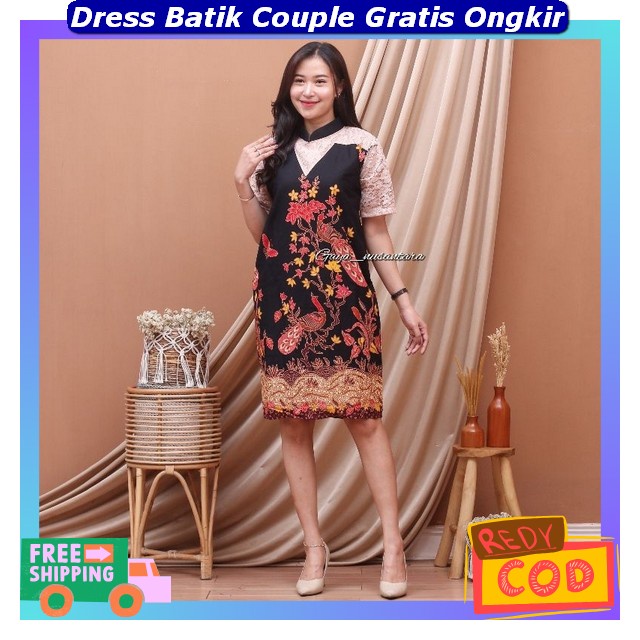 Dress Batik Modern Untuk Pesta Dresse Kopel Suami Istri Kekinian Drese Kouple Keluarga Korean Style 