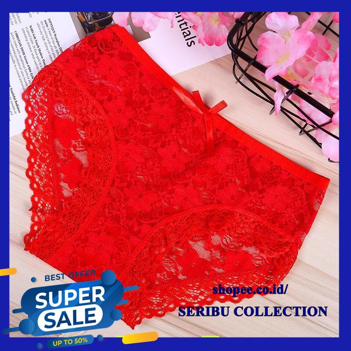CELANA DALAM WANITA SEXY CELANA RENDA TRANSPARAN WARNA PERMEN - - MERAH, XL BEST SELLER 