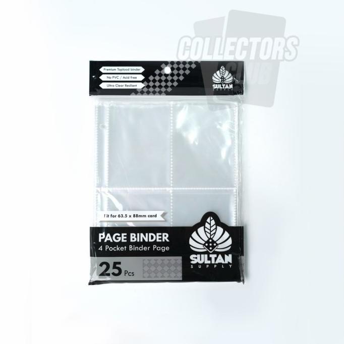 

Sultan 4 Pocket Clear Binder Page - 25Pcs (3 Holes)