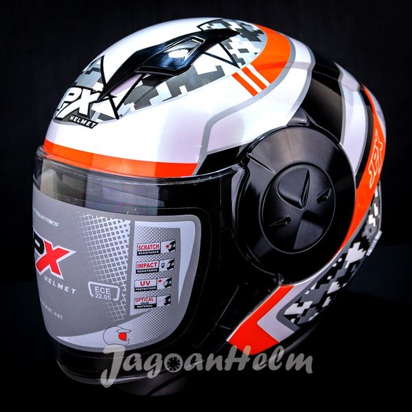 Jpx Helm X735R Energy #3 Pearl White X-735R Double Visor