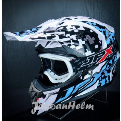 Jpx Helm Cross Fox 1 X24 Camo -Pearl White - Fox1 -Goggle Jpx