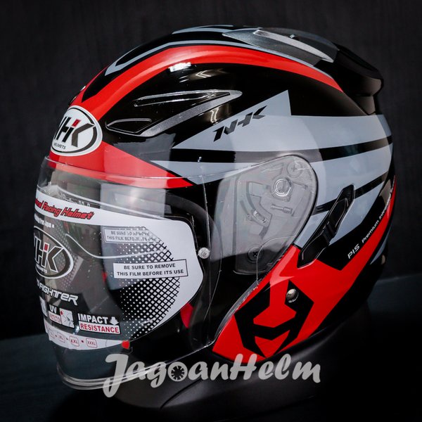 Nhk Helm R1 Nema - Black Red Silver-Double Visor
