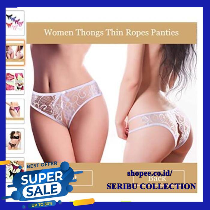 LINGERIE SEXY OPEN G STRING RENDA TRANSPARENT SEAMLESS THONGS  EKSLUSIF 