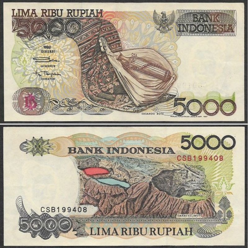 Uang Kuno 5000 Rupiah 1992 Sasando UNC