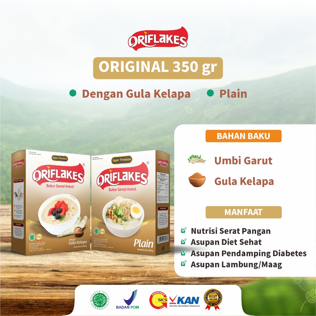 

ORIFLAKES ORIGINAL SEREAL UMBI GARUT 350 gram