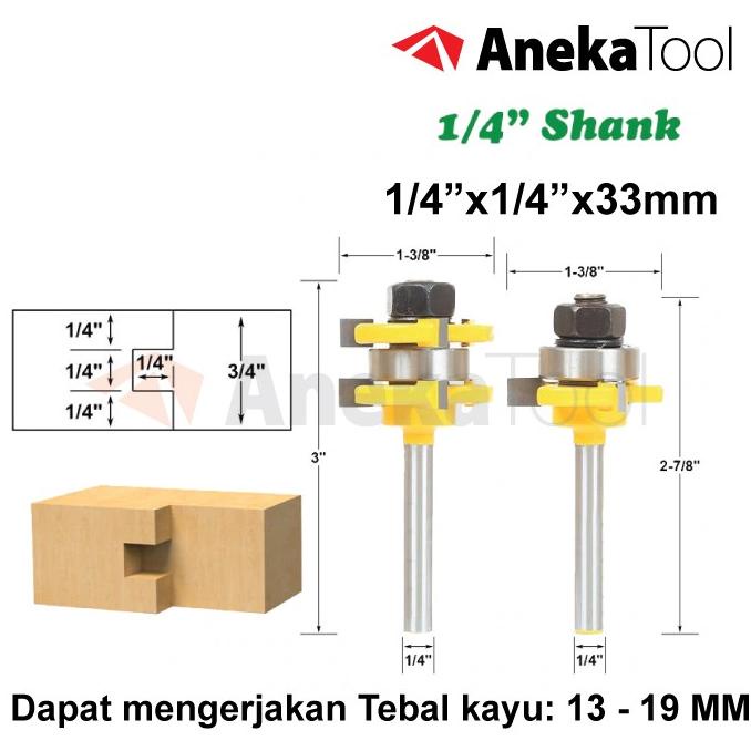 At Mata Profil Sambung Kayu 2 Pcs Tongue & Groove 1/4"X1/4"X33Mm Msk3 Kode 742