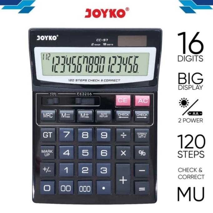 

Joyko Cc57 Check Correct Calculator -Big Display Kalkulator Meja Cc 57 Kode 566