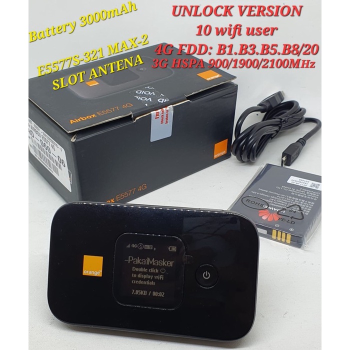 MIFI MODEM WIFI ROUTER 4G LTE HUAWEI E5577 [ MAX 2 ] BATTERY 3000MAH