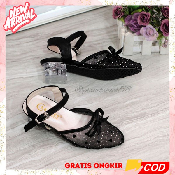 Sendal Kid'S Pesta Heels Hak Balet Slop Motif Lucu Fashion Korea Sendsl Amak Natalan Sandal Anak Per