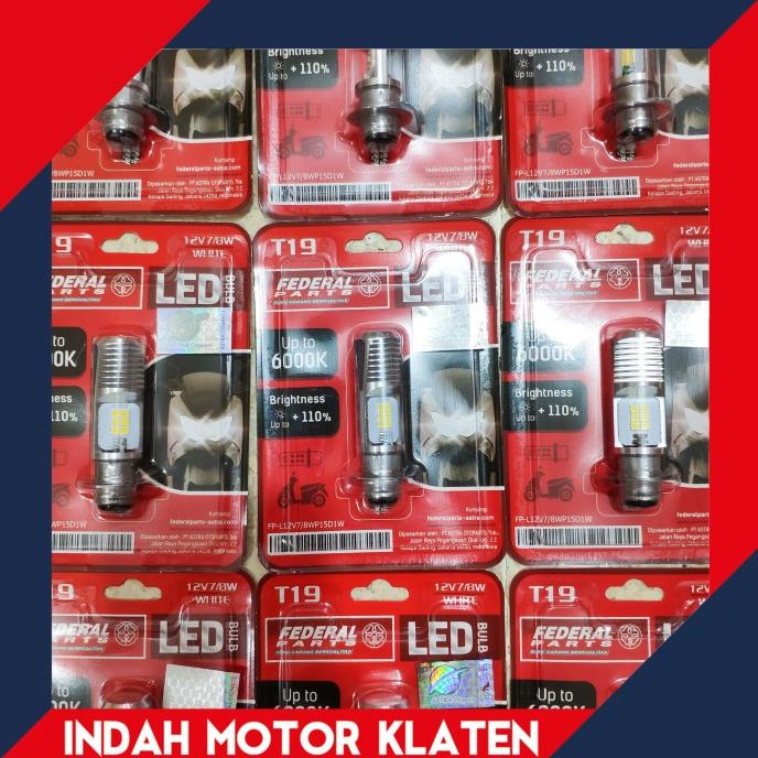 ] Bohlam LED Putih T19 / H6 Kaki 1 2 Sisi Ori Federal Grand Vario Beat