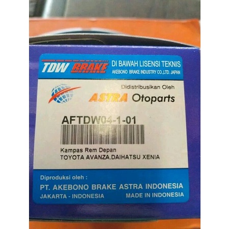 kampas rem depan avanza rush taruna apv merk TDW