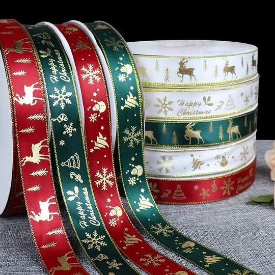 

{CHR} Pita Hias Natal Motif Printed / Happy Christmas Ribbon Roll (45 meter) TERLARIS