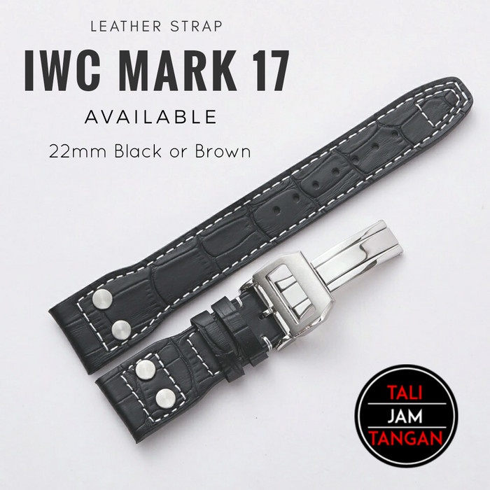 22Mm Iwc Mark 17 Leather Strap Tali Jam Tangan Kulit Asli Iwc - Cokelat Tua