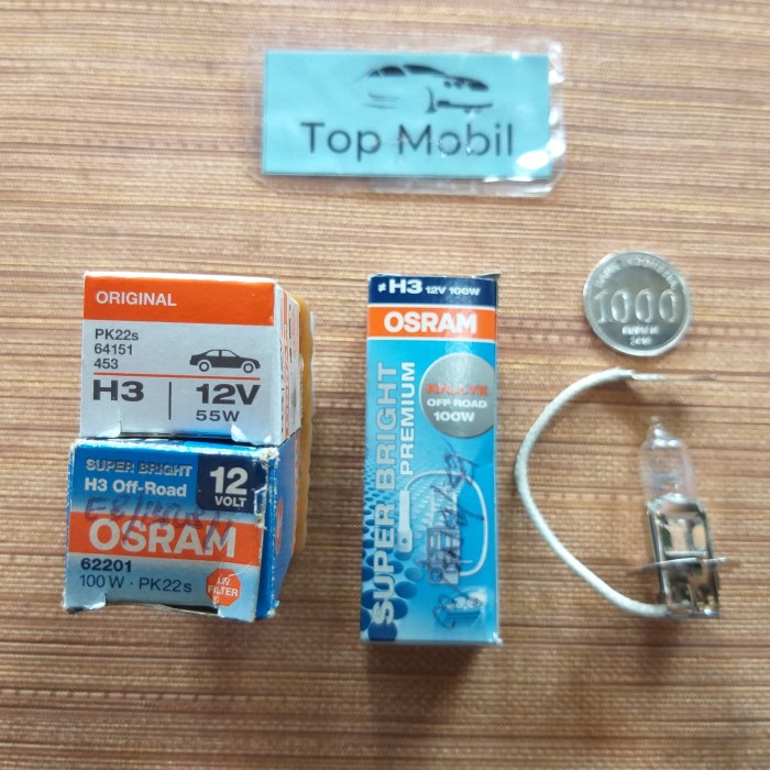 bohlam halogen h3 12v 55w h3 12v 100w merk osram honeybee161925