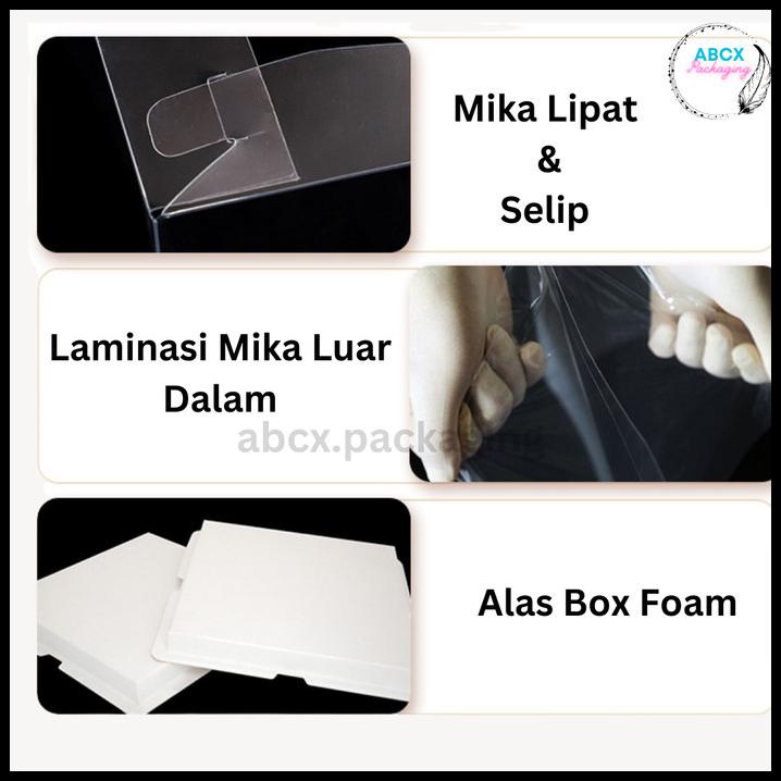 

DISKON [26X26] KOTAK KUE MIKA TRANSPARAN / DUS TALL CAKE / CAKE BOX MIKA 8
