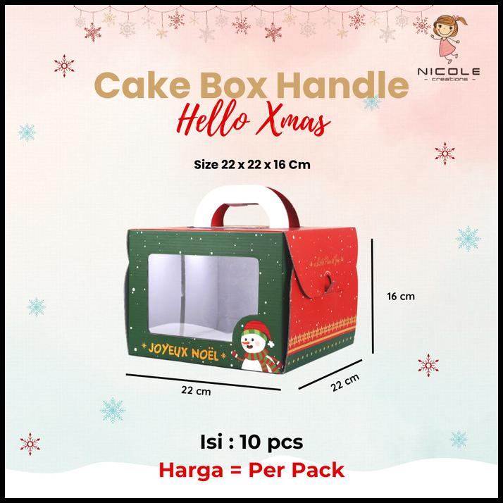 

BEST DEAL CAKE BOX HANDLE HELLO XMAS / KOTAK KUE HANDLE / BOX HANDLE CHRISTMAS !!!!!!