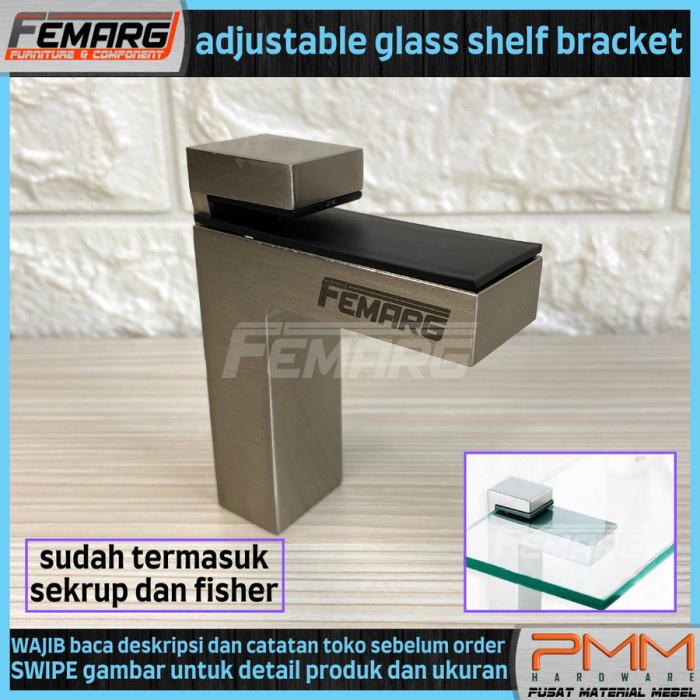 favorit] PENAHAN / PENJEPIT KACA WASTAFEL /RAK FELTERRE PENAHAN RAK ADJUSTABLE