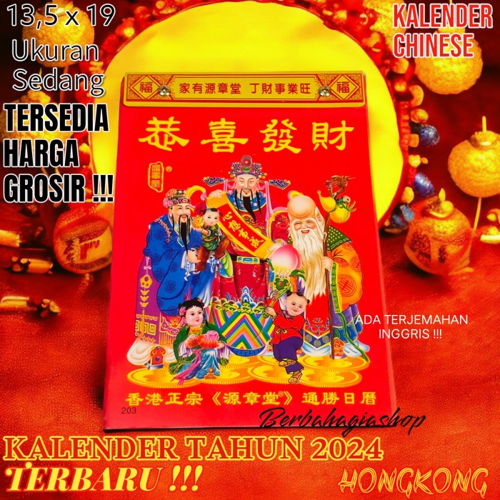 

,,,,,,,] Kalender Chinese Sobek Harian Tahun 2024 Hongkong China Ukuran Sedang