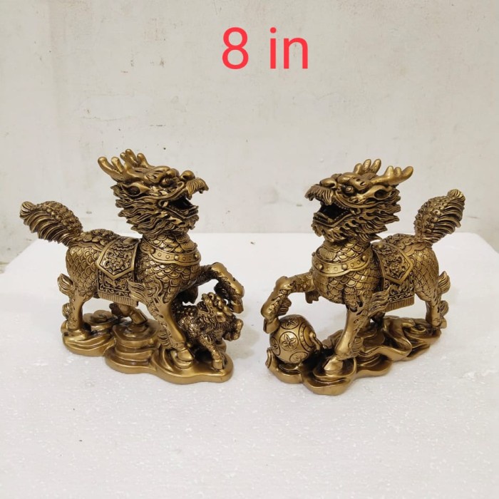 patung kilin / qilin / kirin / qi lin fiber - 8 inch