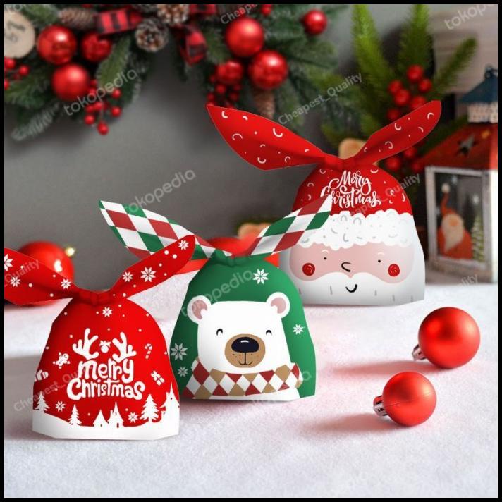 

TERBARU GODIE BAG / PLASTIK NATAL BENTUK KELINCI KECIL NATAL - SIZE S (ISI 10) !!!!!